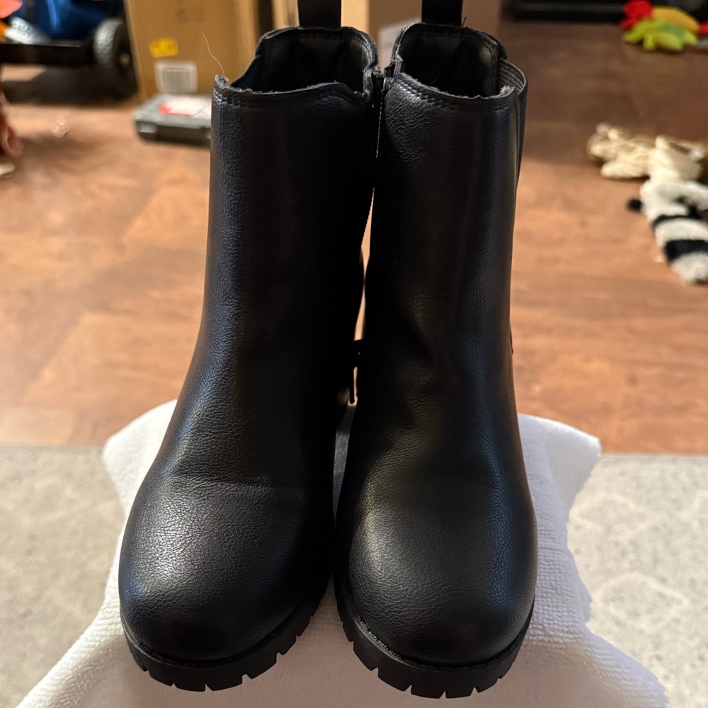 Mia Kids Shoes Black Faux Leather Boots